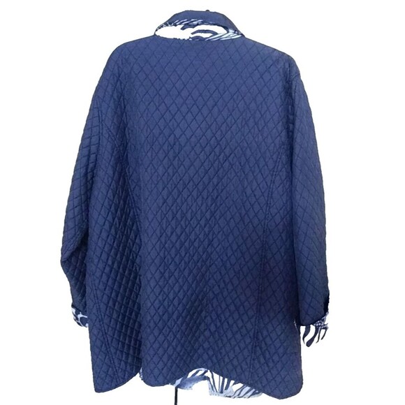 DENNIS BASSO Quilted Silk Jacket Womens Size 2x Blue Coat Outerwear Lined Jacket - Picture 3 of 11